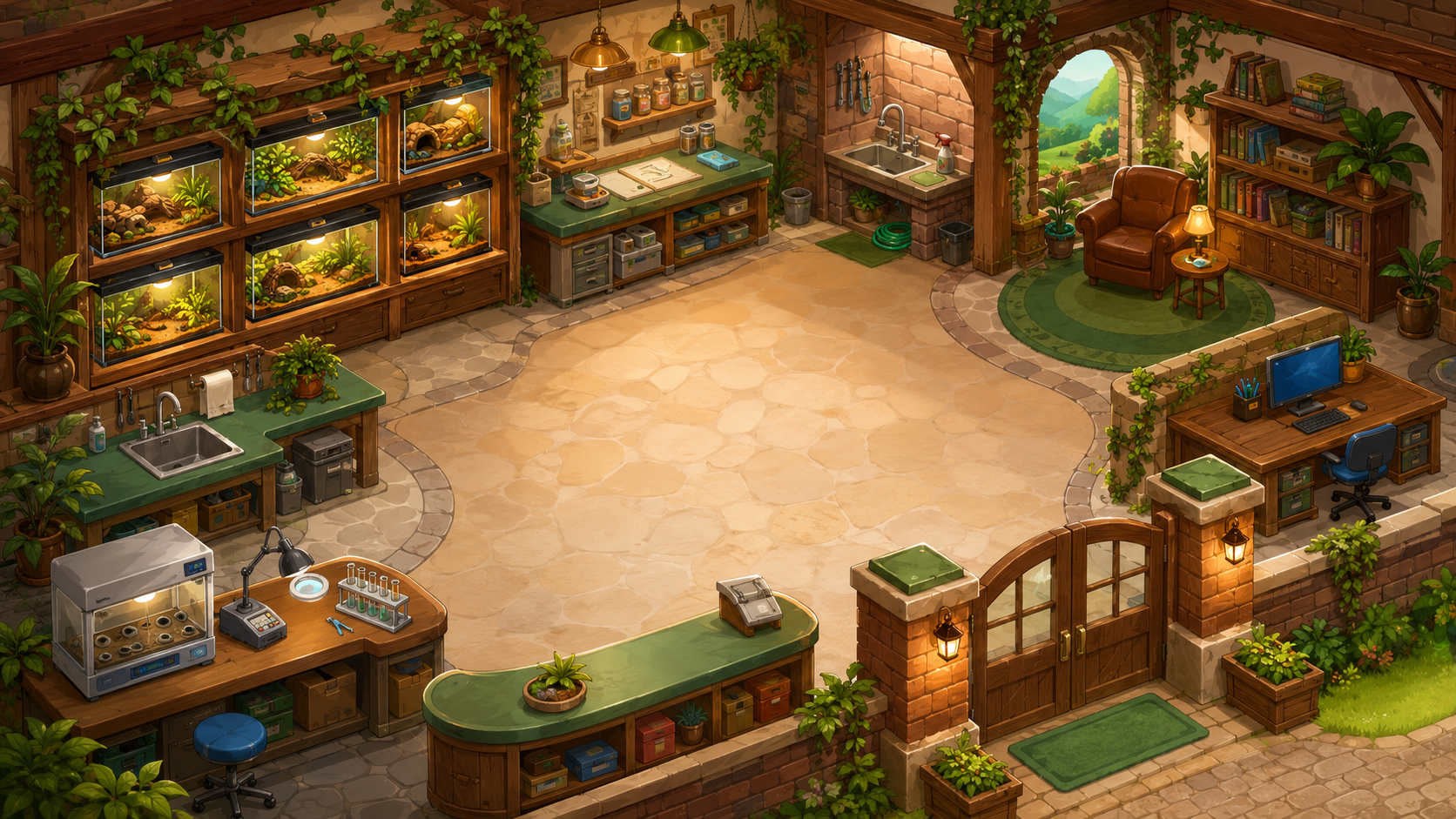 Warm illustrated reptile shop concept
